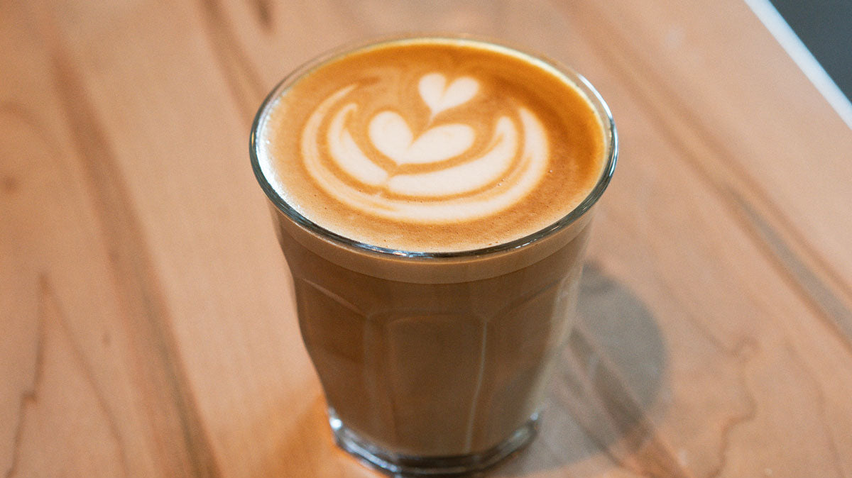 flat white sitting on table