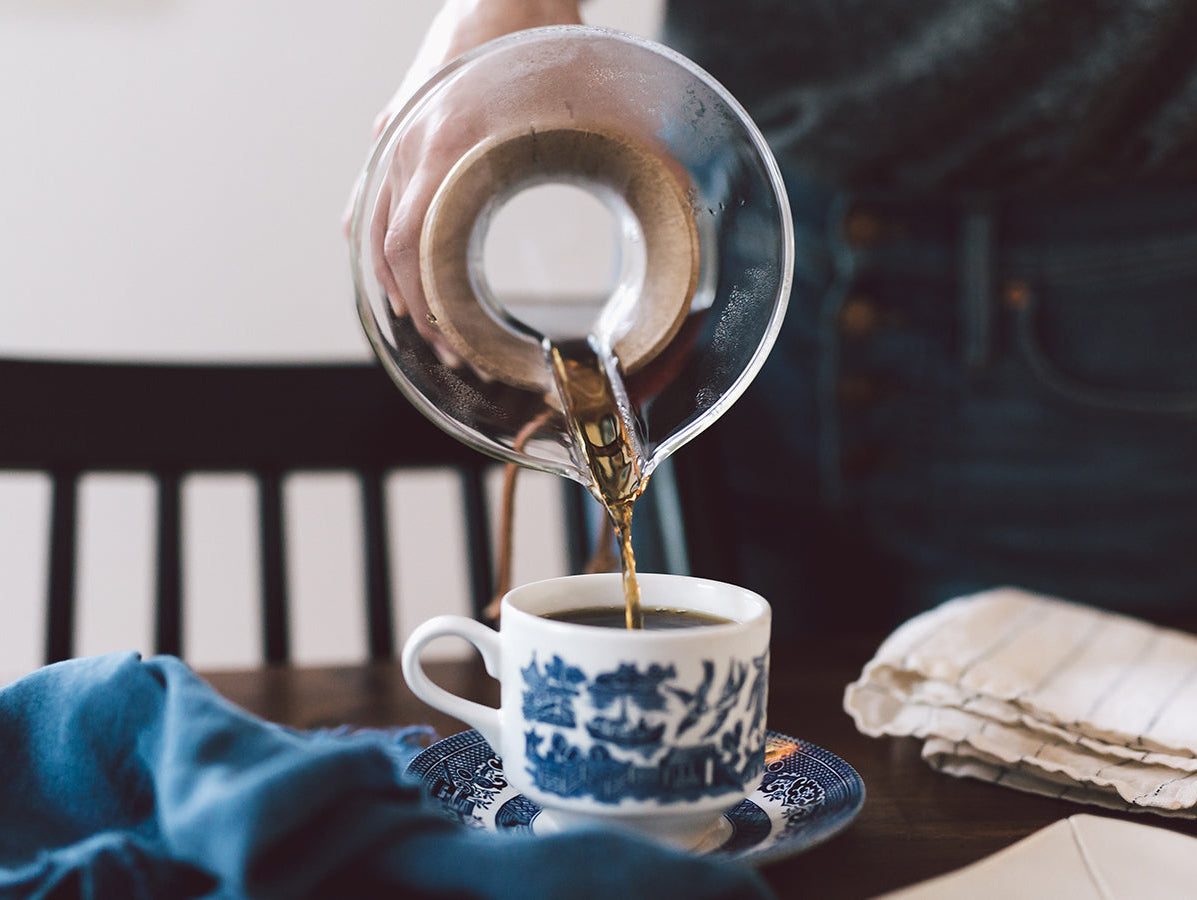 pouring a cup of coffee