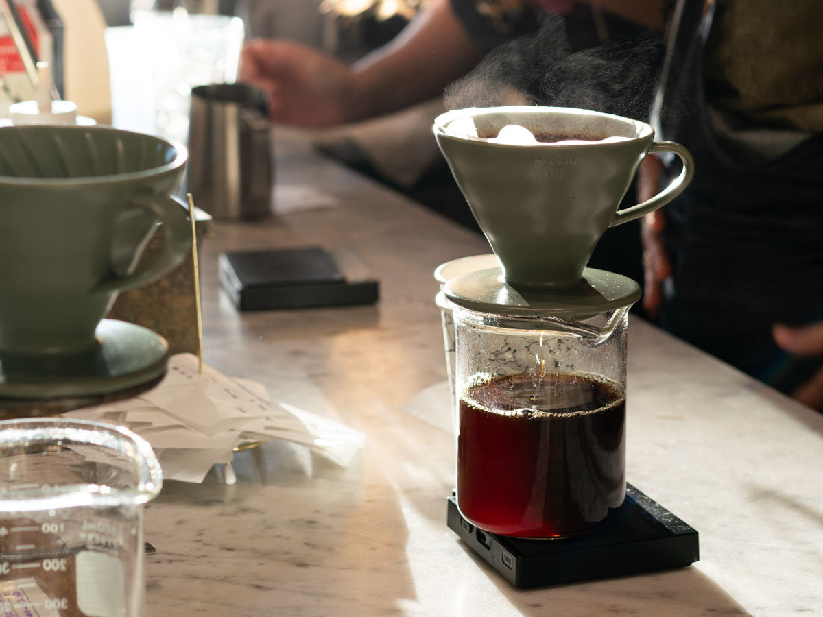 pour over coffee set up